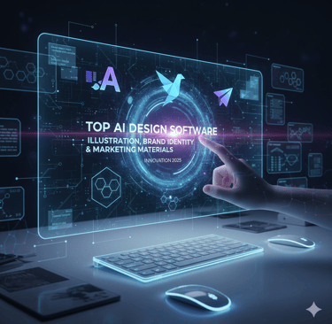 Illustration representing AI design tools for logos, flyers, and branding in 2025