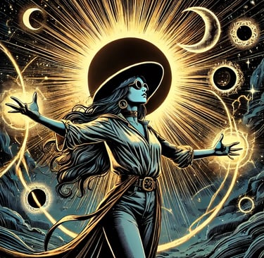 a woman in a hat and cape cape capel, holding a sword