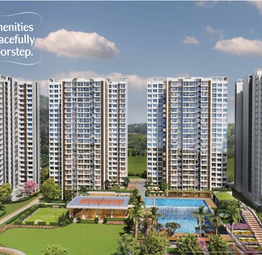 a large apartment complex with a swimming pool and a swimming pool