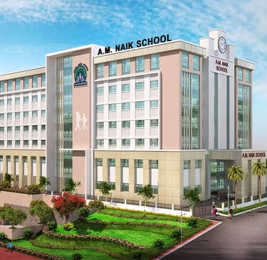 a large building with a large building in the background