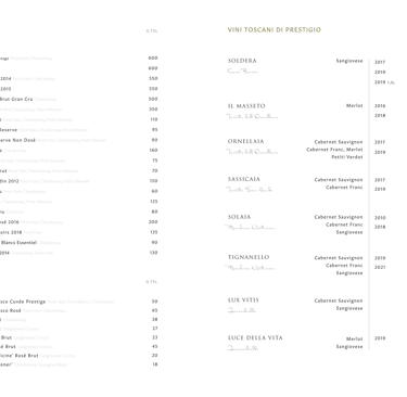 a menu of a restaurant with a menu listing