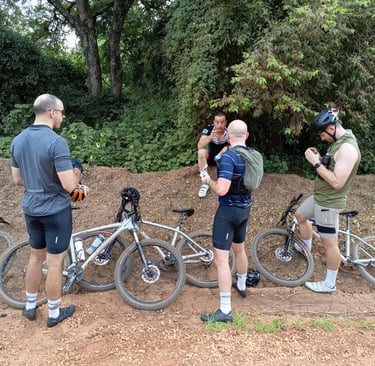 Water stop on our beautiful Bike Safari in Uganda