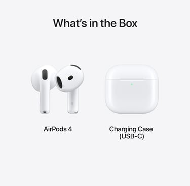 a box with a pair of airpods and a charger