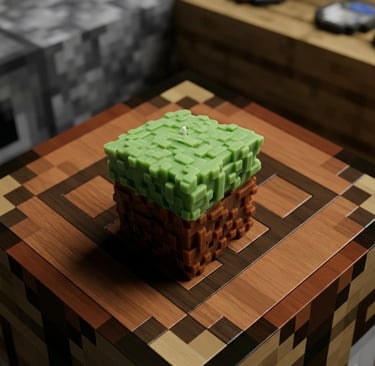 grass block candle -realism mod - minecraft inspired - great gift