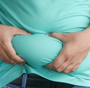a man with a belly bag on his stomach