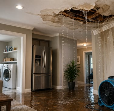 Ceiling water leak causing interior damage in Pflugerville, Texas home