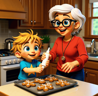 Alvey and Nanny decorating gingerbread men alveystarr.com