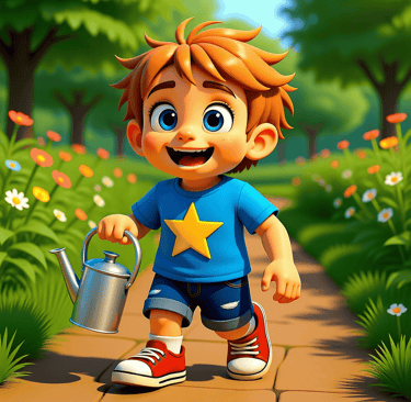 Alvey holding a watering can alveystarr.com