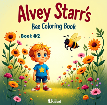 Alvey Starr in Nanny's garden looking at a bee from alveystarr.com