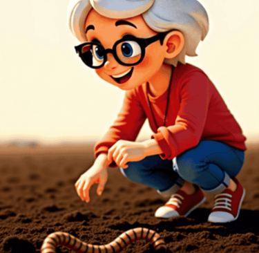 Nanny next to a worm