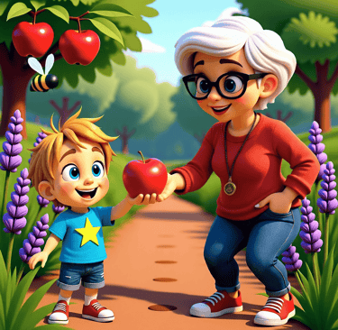 Nanny giving Alvey an apple alveystarr.com