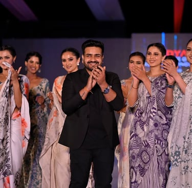 Print Zombies' founder Shubham Bansal presenting Printed Silk Sarees collection.