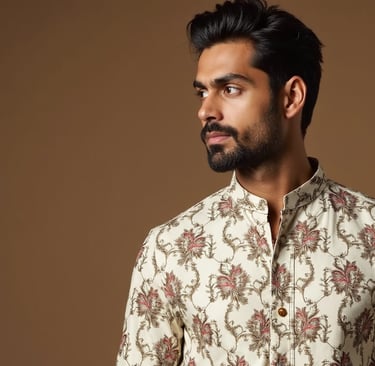 Designer Printed Silk Kurta for Eid