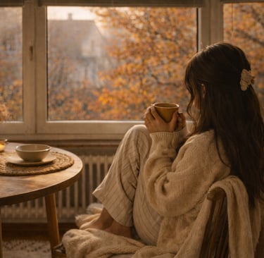 Home moments journal scene of a soft interior with diffused daylight