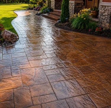 Stamped Patio with Gloss Sealer