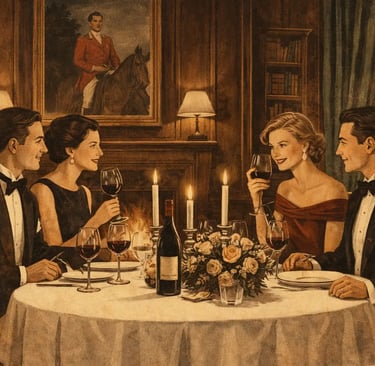 2 couples dinent aux chandelles