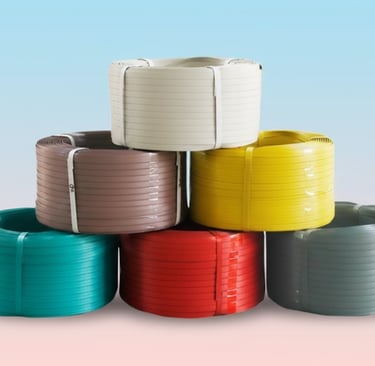 PP strap rolls displayed with color options