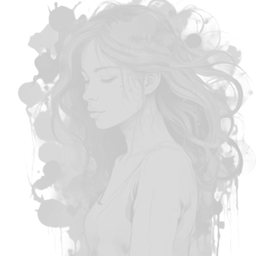 a woman with long hair and a black and white drawing of a woman with long