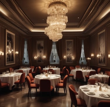 Elegant plate of food with a glass of wine.