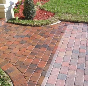 Paver path sealed 50/50 to show the difference between seal and unsealed