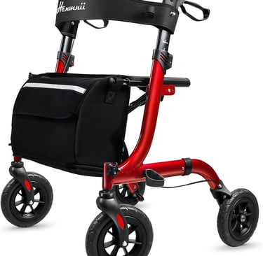 Rollator Walker for Seniors, Lightweight Foldable All Terrain Rolling Walker with seat, Aluminum Wal