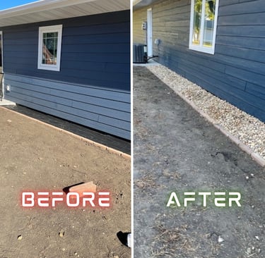 a house with a blue siding and a blue sky