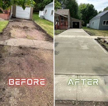 a concrete driveway with a concrete driveway and a driveway