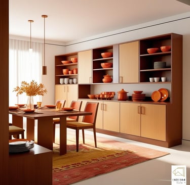 a dining room with a table and chairs