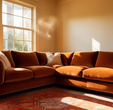 a couch with a brown couch and a rug