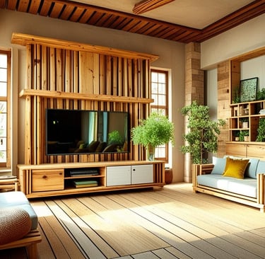 a living room with a couch and a television