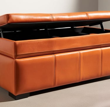 orange leather ottoman with storage
