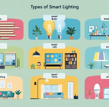 a set of different types of smart lighting fixtures