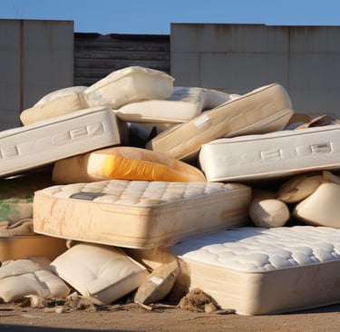 stack of old mattresses