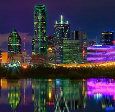 skyline of downtown Dallas, TX