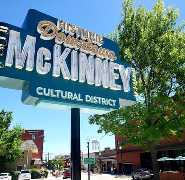 sign in downtown McKinney, TX
