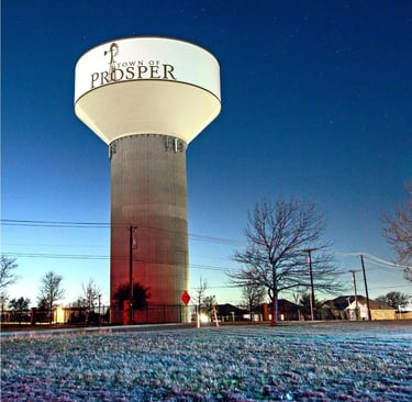 water tower in Prosper, TX