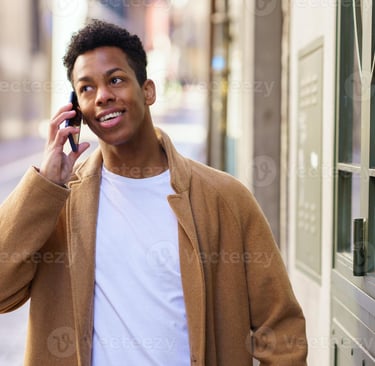 man booking on the phone