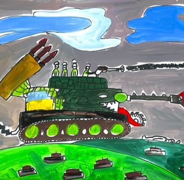 painting made by a child after the full-scale invasion