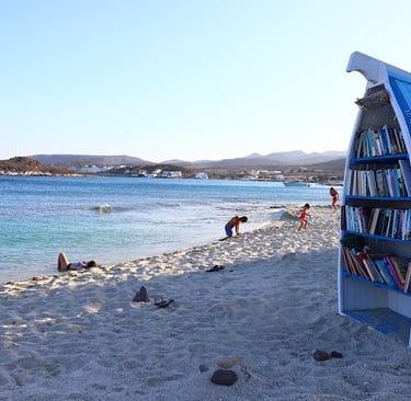 a "borrow a book" library in Kimolos