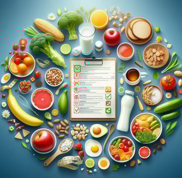 Différents fruits et légumes en forme de cercle pour une nutrition équilibrée