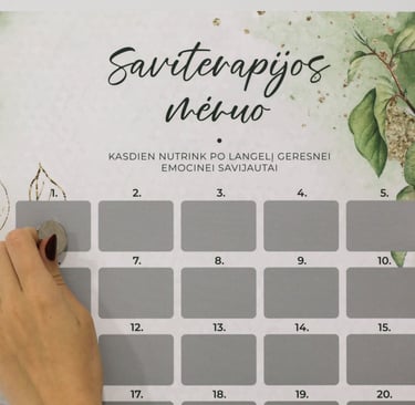 Nutrinami langeliai iš patyrimo žaidimo &amp;amp;amp;quot;Saviterapijos mėnuo&amp;amp;amp;quot; - atrasti kokios veiklos tave įkrauna