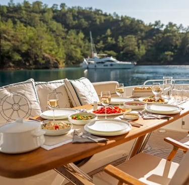 Plant-based luxury dining aboard a superyacht by Simpson Yacht Charter.