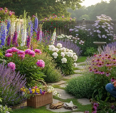 woman gardening in pernnials garden