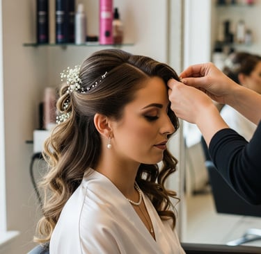 women with wedding hair stylist