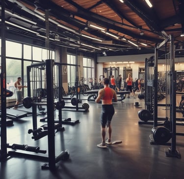 people in a gym environment lifting weights