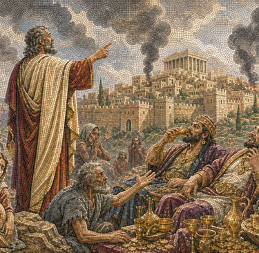 Isaiah confronting the leaders who continue to abuse their power despite the assaults upon Jerusalem