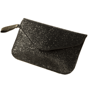 a black clutch bag with a silver clutch bag