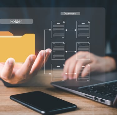 a person holding a folder and a folder