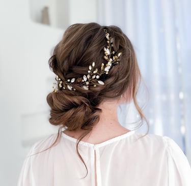 Textured romantic low bun – Temecula vineyard wedding, Lodi winery wedding, Ohana Lodge 