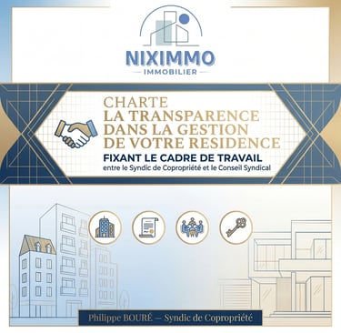 CHARTE LA TRANSPARENCE DANS LA GESTION DE VOTRE RESIDENCE FIXANT LE CADRE DE TRAVAIL entre le Syndic